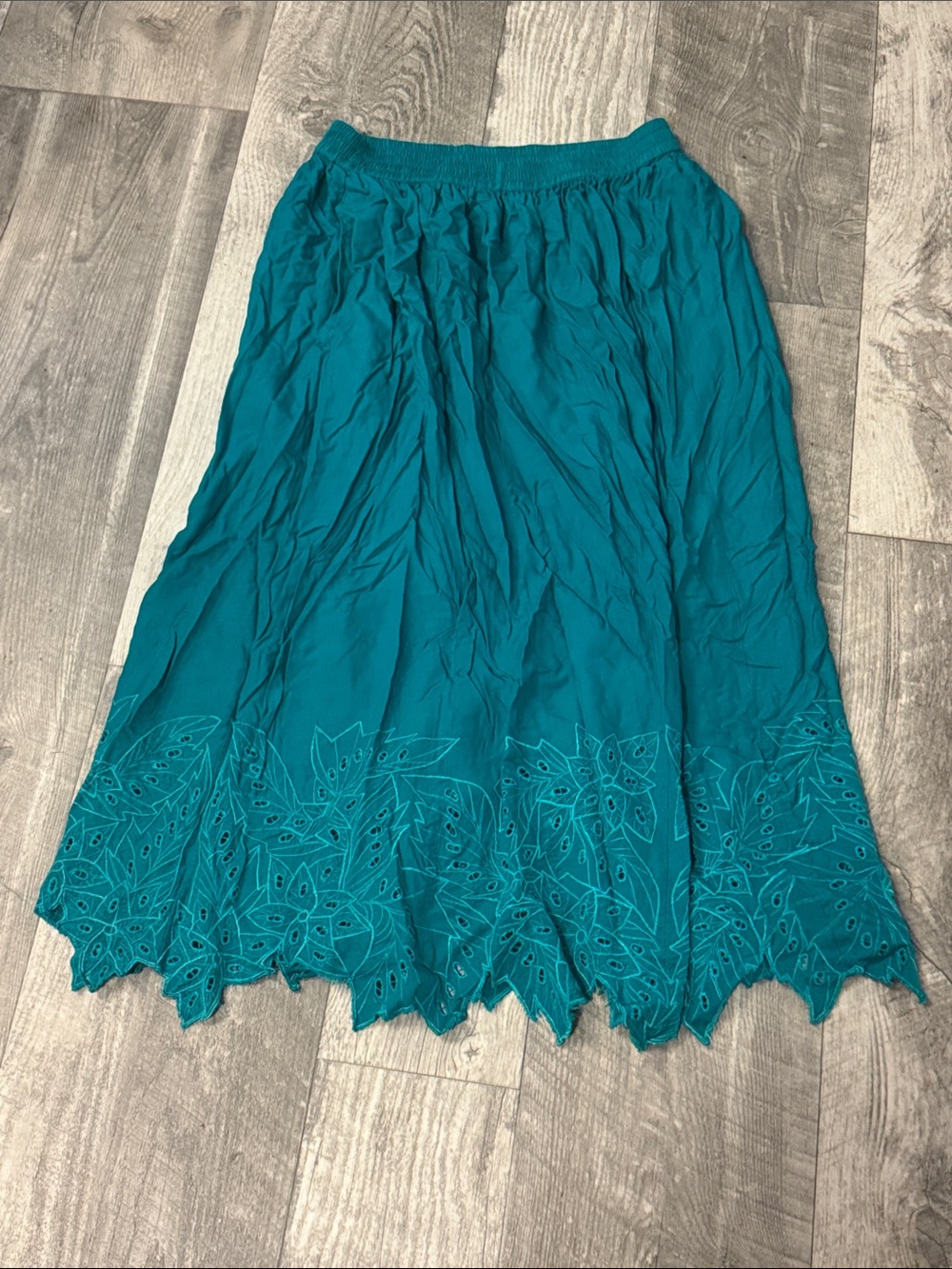Teal Embroidered Hem Womens Skirt - Teal